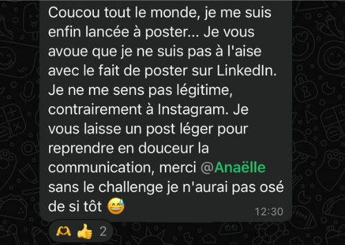 Avis whatsapp de participants aux formations Shake ta Com