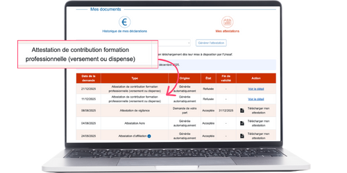 Screenshot Contribution a la formation professionnelle